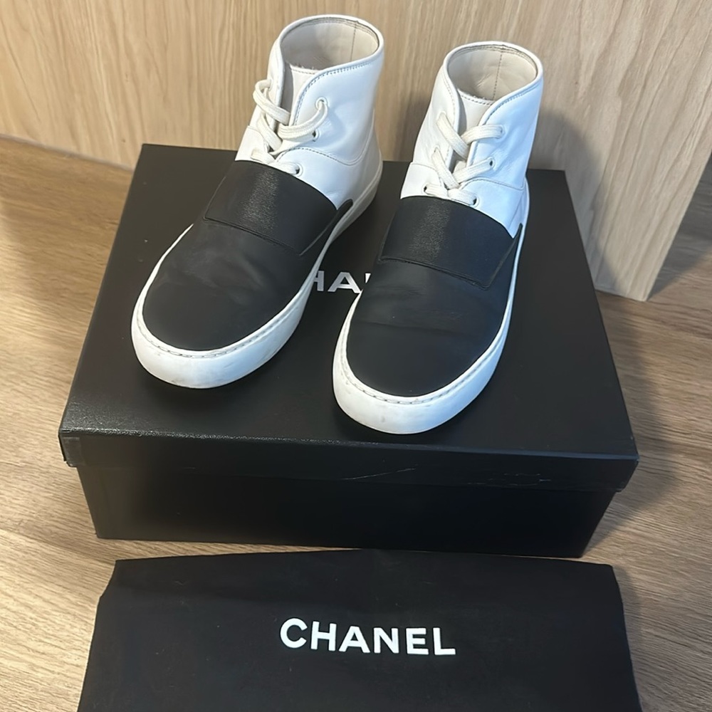 Chanel black/white high top sneakers